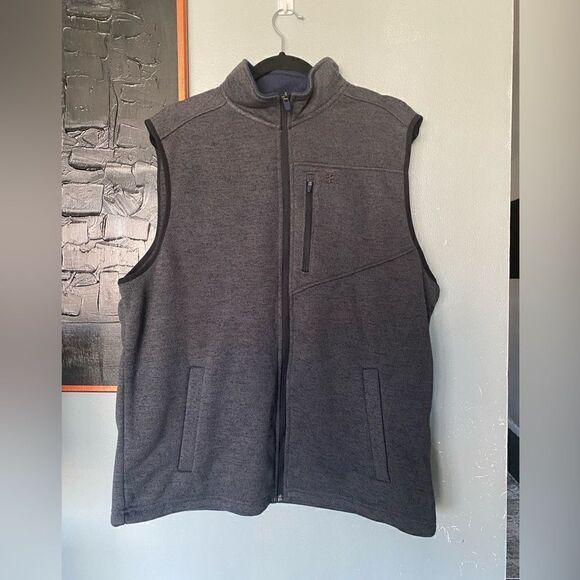 Izod Mens sleeveless  sweater vest full zipper gray size large - Picture 1 of 7